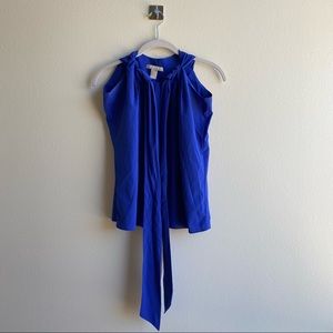 Banana Republic Royal Blue Sleeveless Tie Neck Top Size Medium